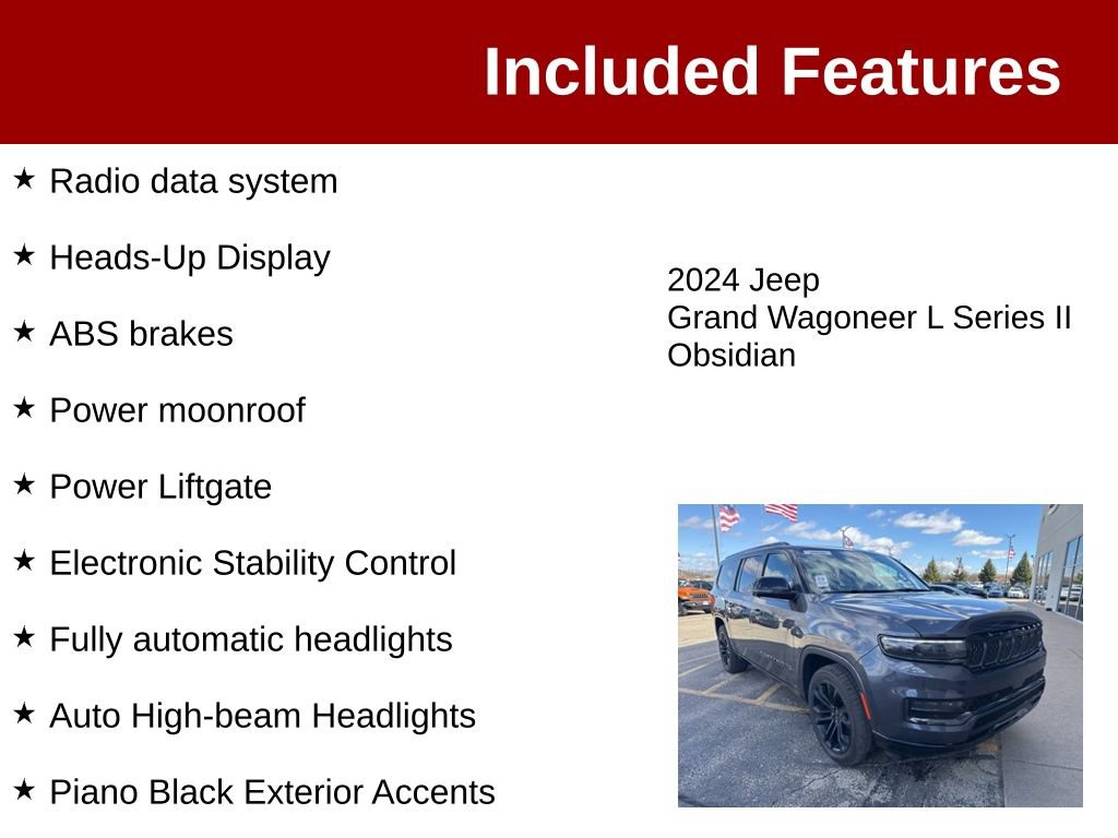 Used 2024 Jeep Grand Wagoneer L Series II w/ Quick Order Packagew 28T AWD/4WD image 4
