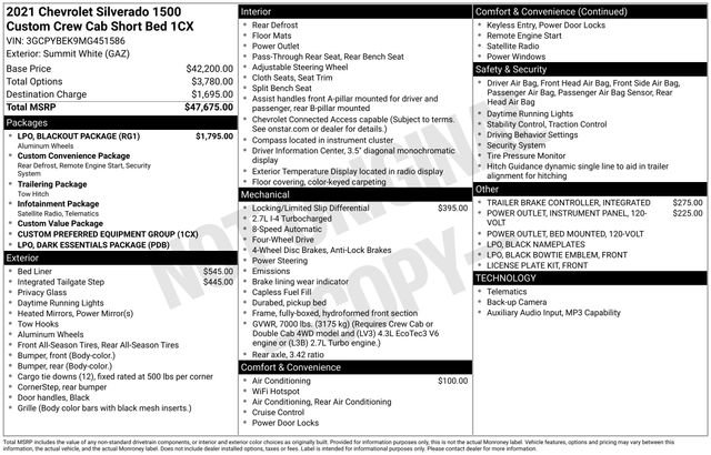 Used 2021 Chevrolet Silverado 1500 Custom w/ LPO, Blackout Package AWD/4WD image 5