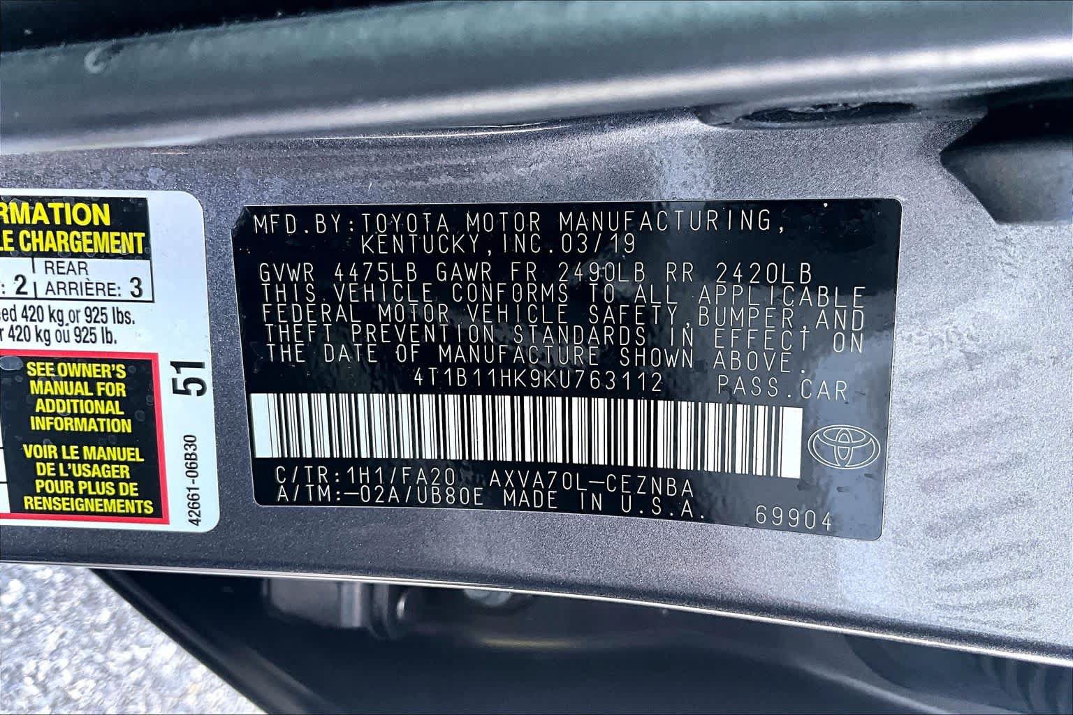 Used 2019 Toyota Camry LE FWD image 36