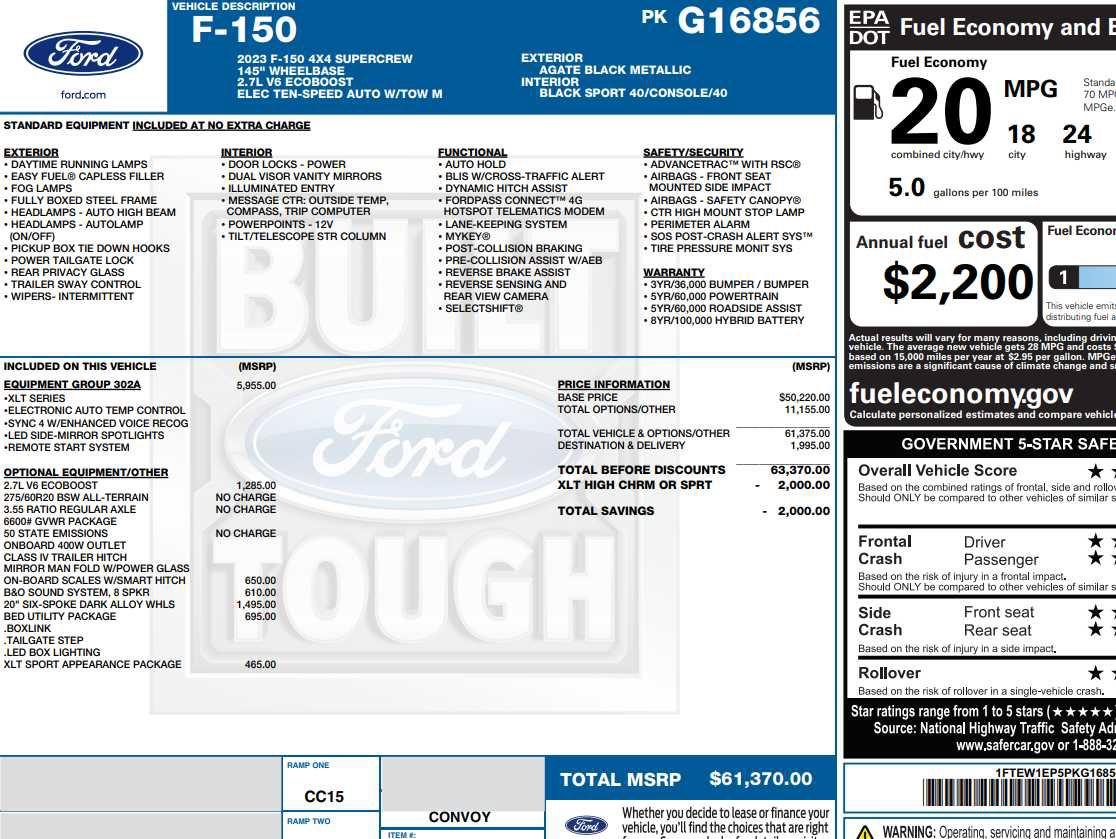 Used 2023 Ford F150 XLT w/ Equipment Group 302A High AWD/4WD image 2