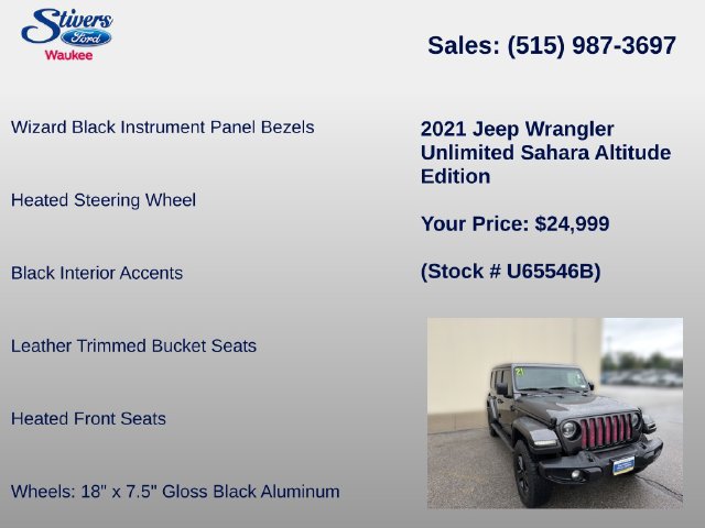 Used 2021 Jeep Wrangler Unlimited Sahara AWD/4WD image 34
