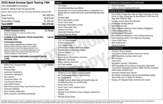 Certified 2025 Buick Enclave Sport Touring w/ Power Package FWD image 33