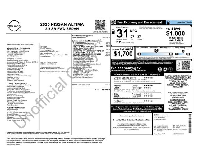 New 2025 Nissan Altima 2.5 SR w/ SR Premium Package image 4
