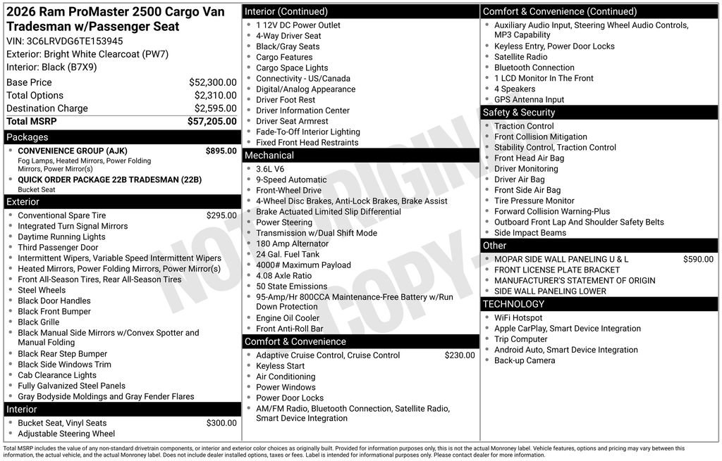 Used 2026 RAM ProMaster 2500 w/ Convenience Group FWD image 13