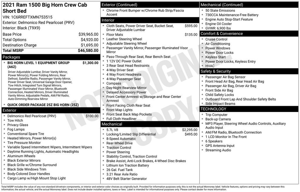 Used 2021 RAM 1500 Big Horn RWD image 52
