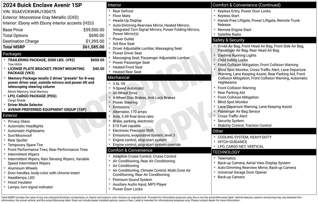 Certified 2024 Buick Enclave Avenir w/ Trailering Package, 5000 lbs. image 2