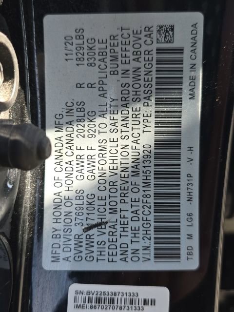 Certified 2021 Honda Civic Sport image 22