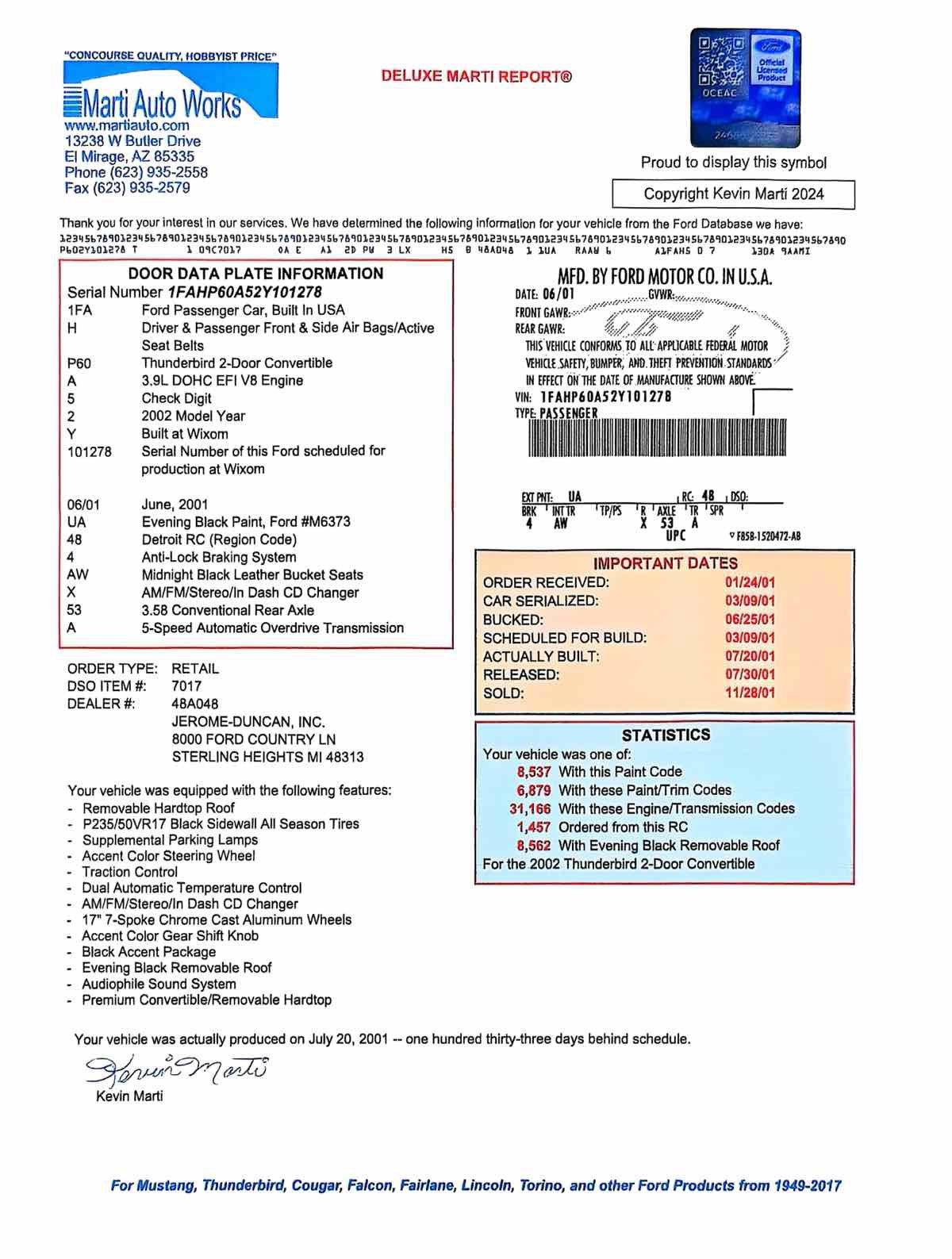 Used 2002 Ford Thunderbird Deluxe image 3