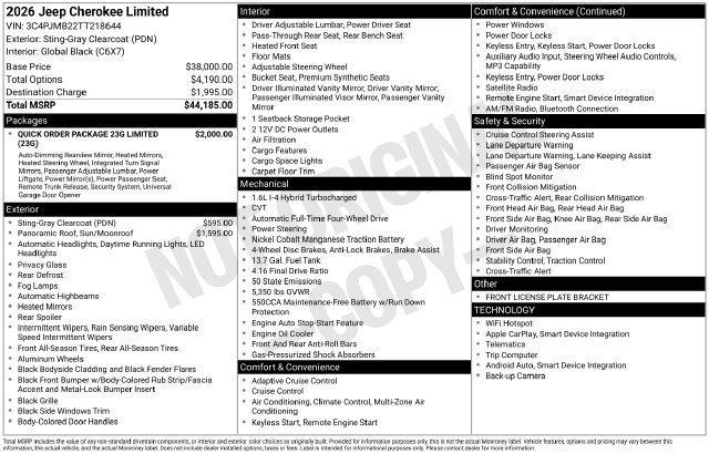 New 2026 Jeep Cherokee Limited AWD/4WD image 30