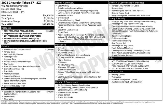 Used 2023 Chevrolet Tahoe Z71 w/ Max Trailering Package AWD/4WD image 5
