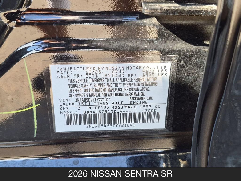 Certified 2026 Nissan Sentra SR w/ Floor Mat Package FWD image 24