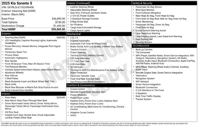 Certified 2025 Kia Sorento S AWD/4WD image 29