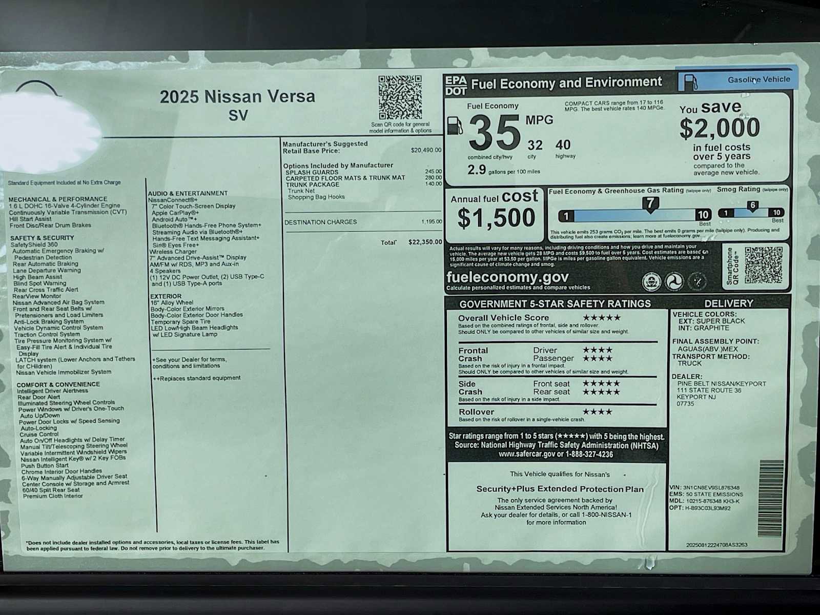 Certified 2025 Nissan Versa SV w/ Trunk Package FWD image 6