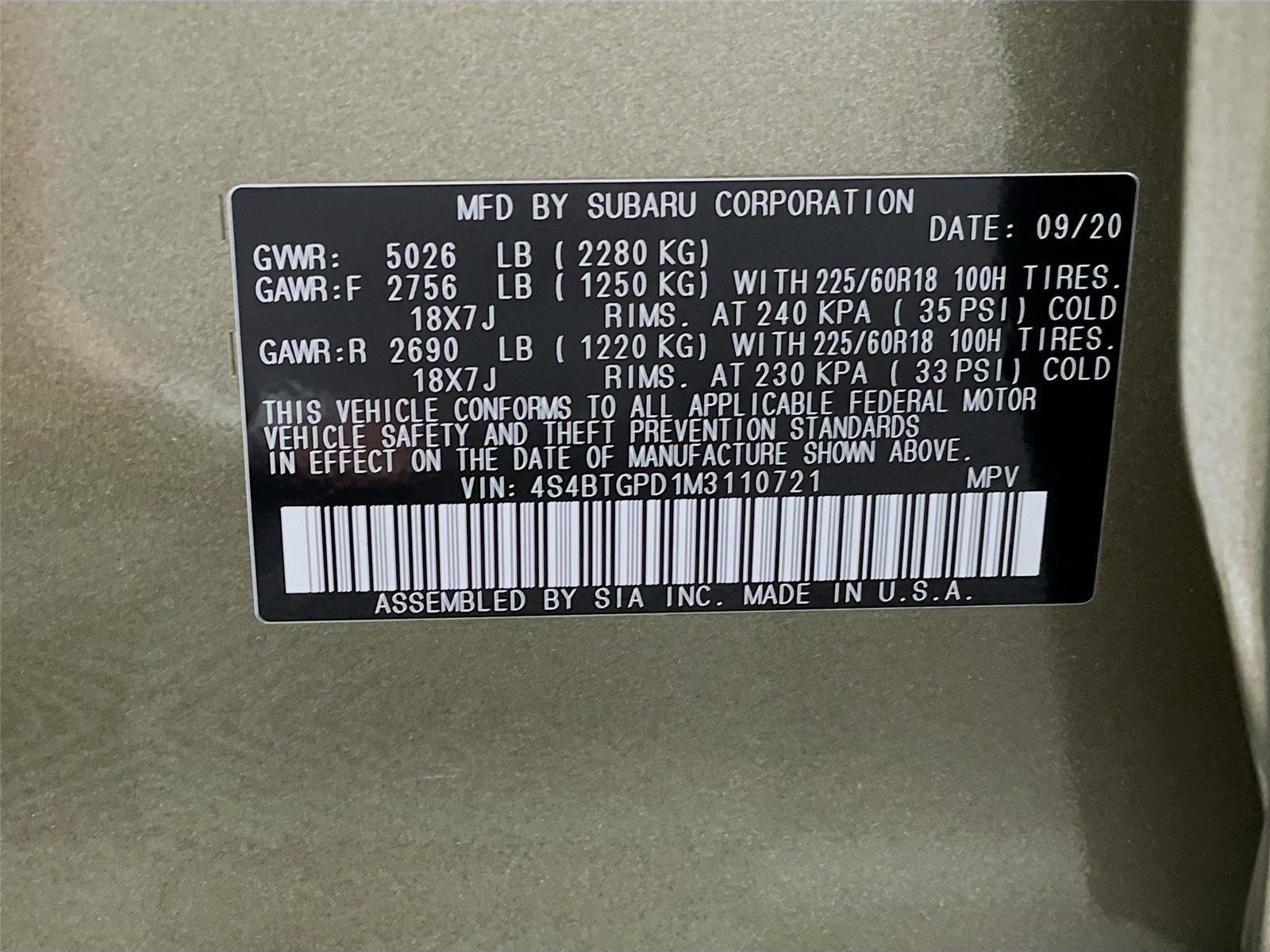 Certified 2021 Subaru Outback Touring XT AWD/4WD image 35