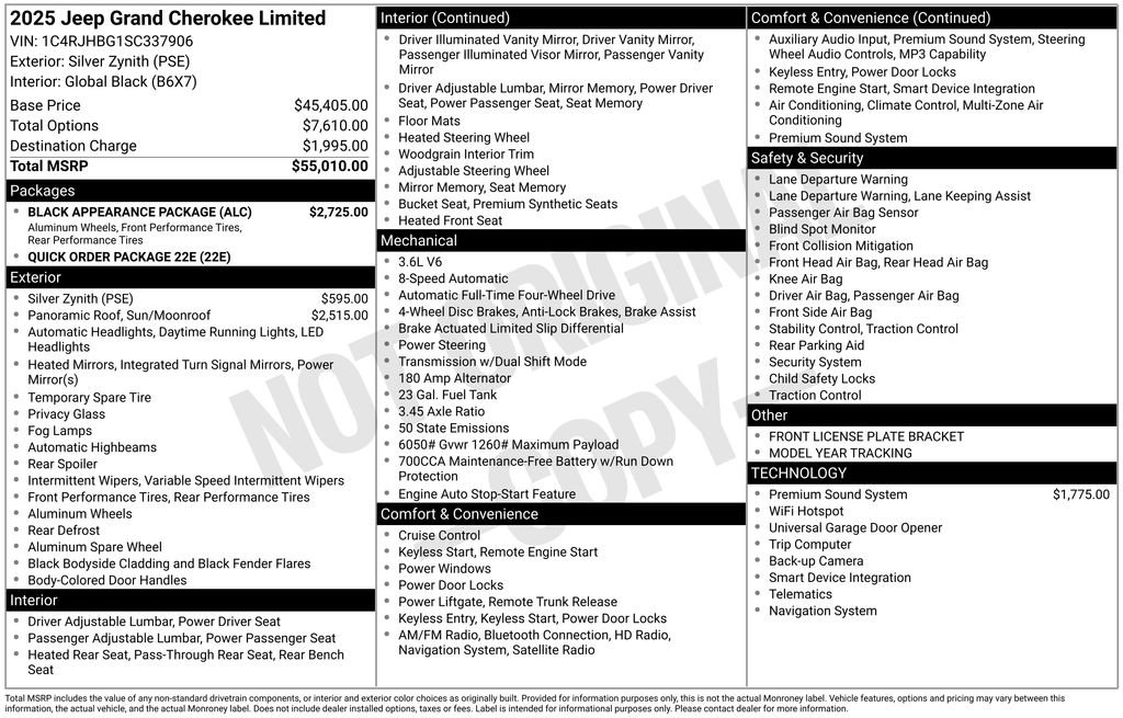 New 2025 Jeep Grand Cherokee Limited w/ Black Appearance Package image 32