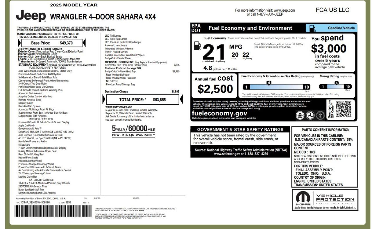 Used 2025 Jeep Wrangler Unlimited Sahara image 5