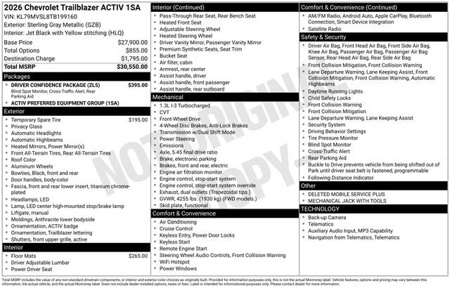 New 2026 Chevrolet TrailBlazer ACTIV w/ Driver Confidence Package FWD image 4