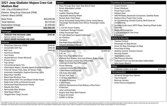 Used 2021 Jeep Gladiator Mojave w/ Trailer Tow Package image 15