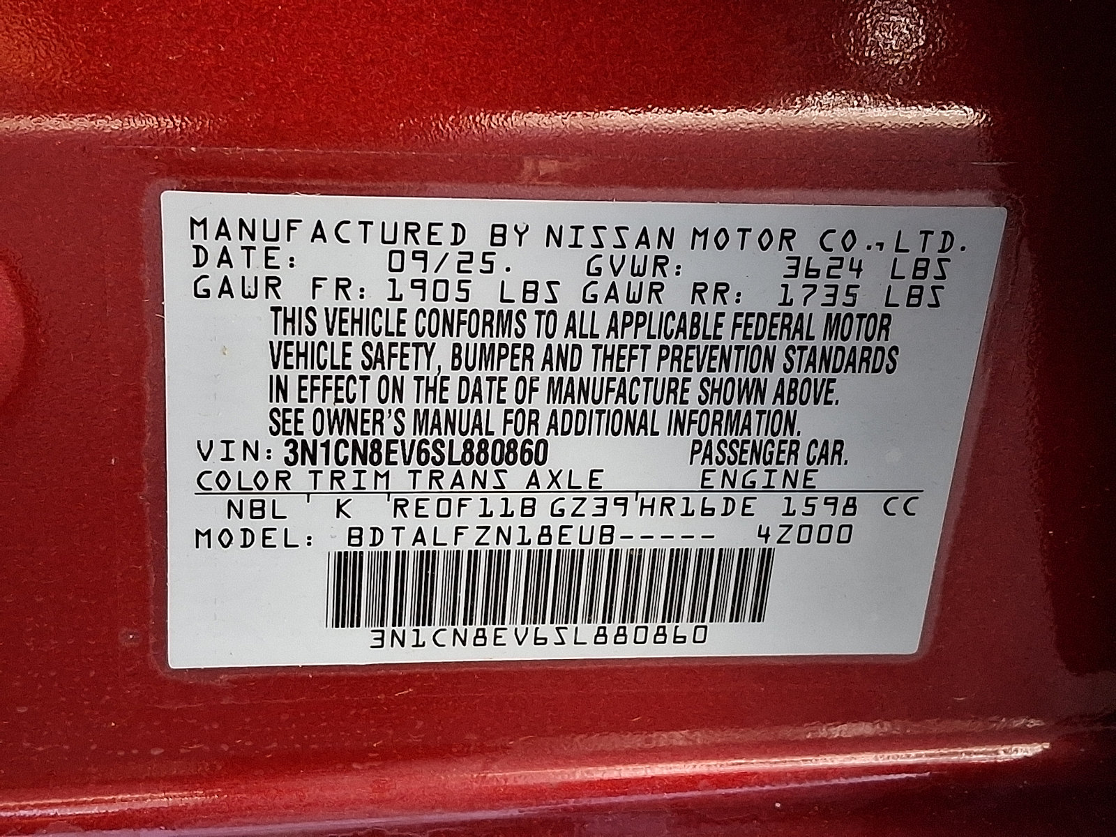 Certified 2025 Nissan Versa SV w/ Trunk Package FWD image 27