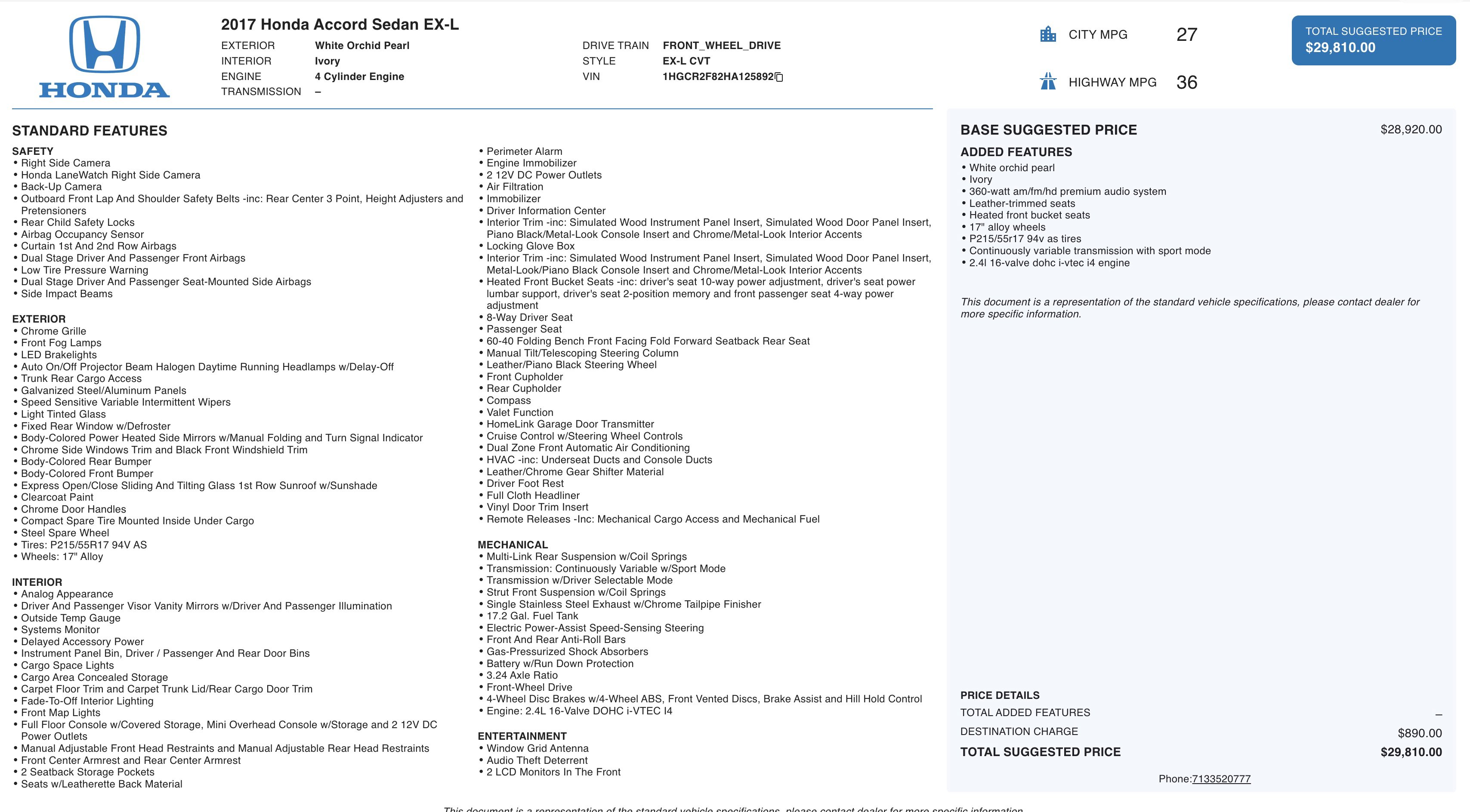 Used 2017 Honda Accord EX-L image 5