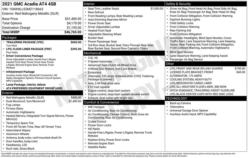 Used 2021 GMC Acadia AT4 w/ Trailering Package AWD/4WD image 46