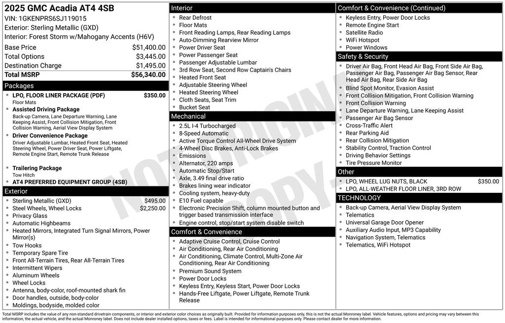 Certified 2025 GMC Acadia AT4 w/ LPO, Floor Liner Package image 10