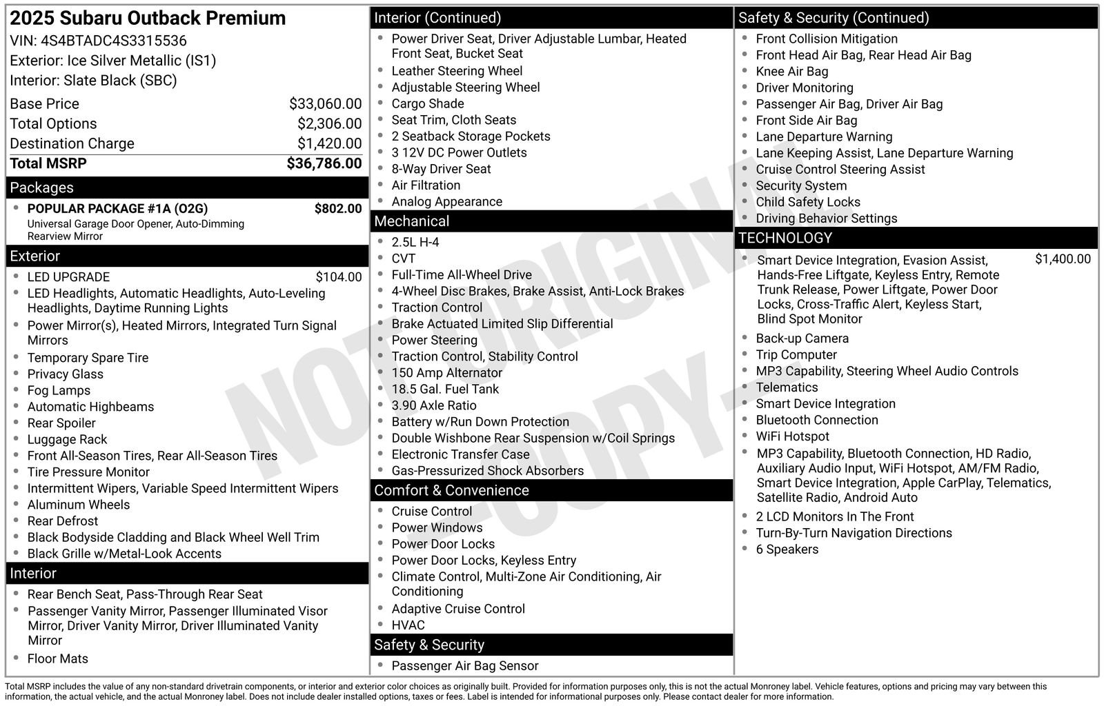 Used 2025 Subaru Outback Premium w/ Popular Package #1A AWD/4WD image 10