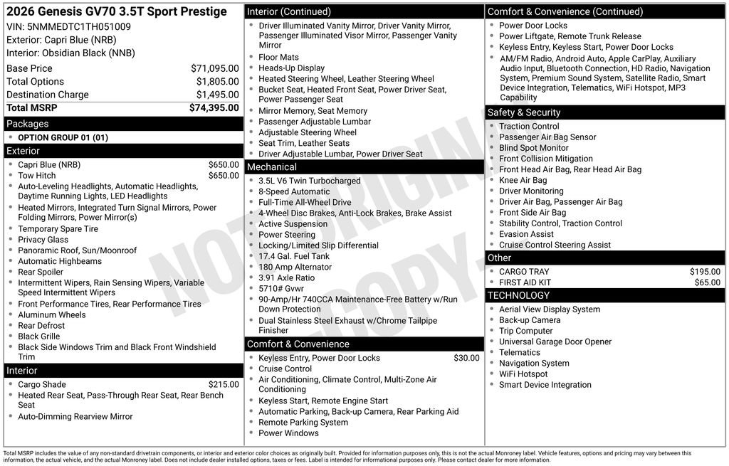 New 2026 Genesis GV70 3.5T Sport Prestige image 9