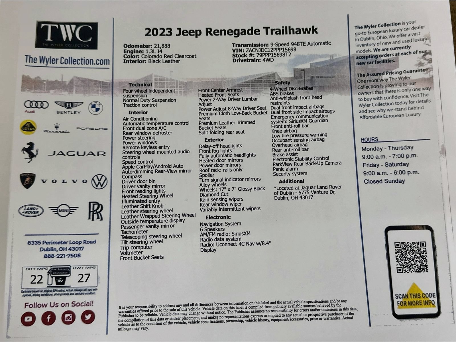 Used 2023 Jeep Renegade Trailhawk w/ Trailhawk Elite Group AWD/4WD image 46