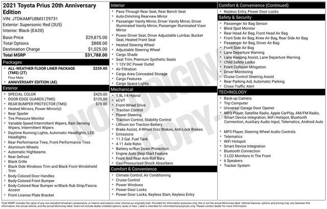 Certified 2021 Toyota Prius FWD image 33