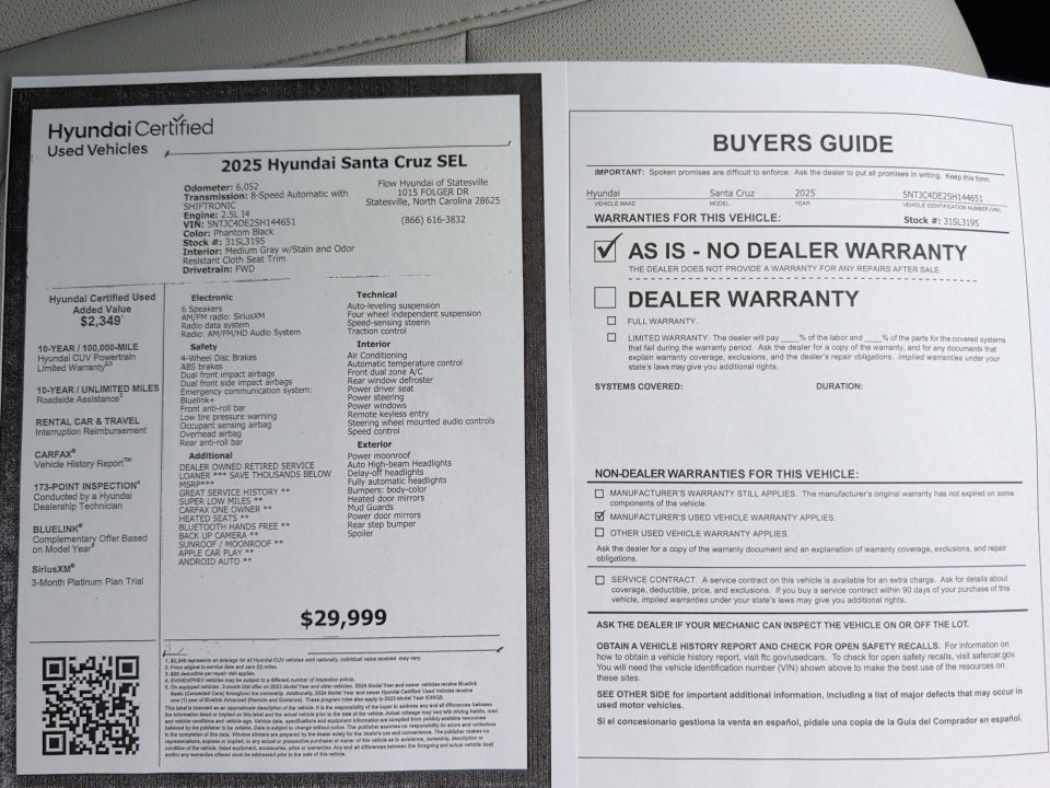 Certified 2025 Hyundai Santa Cruz SEL FWD image 33