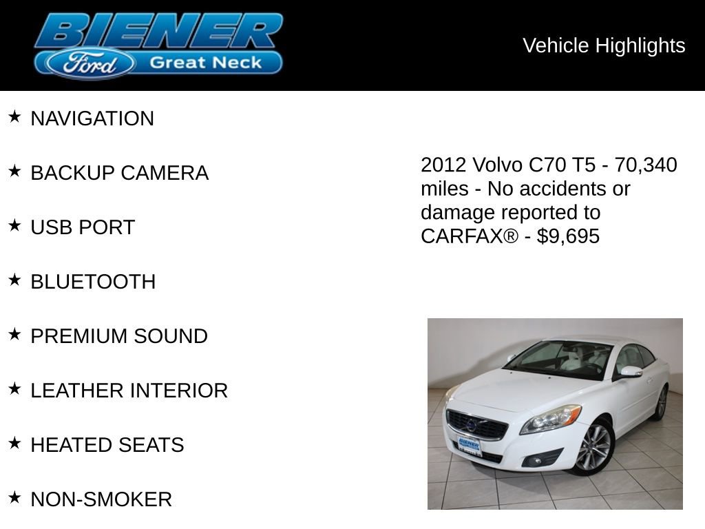 Used 2012 Volvo C70 T5 w/ Climate Pkg image 9