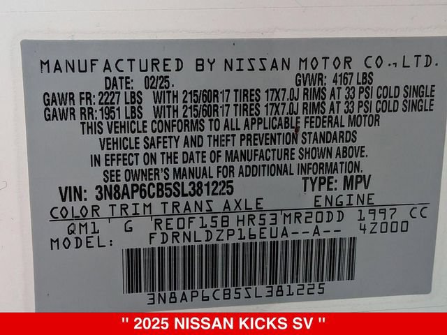 Certified 2025 Nissan Kicks SV AWD/4WD image 38