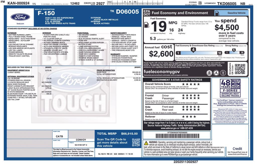 New 2026 Ford F150 Lariat w/ Equipment Group 501A Mid image 48