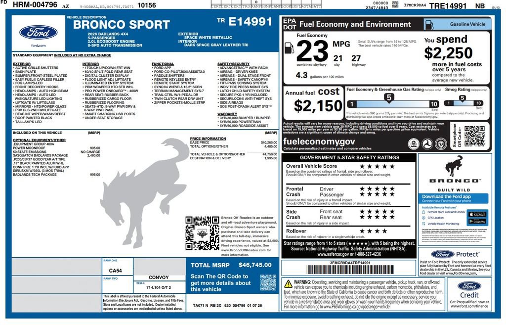 Used 2026 Ford Bronco Sport Badlands w/ Sasquatch Badlands Package AWD/4WD image 4