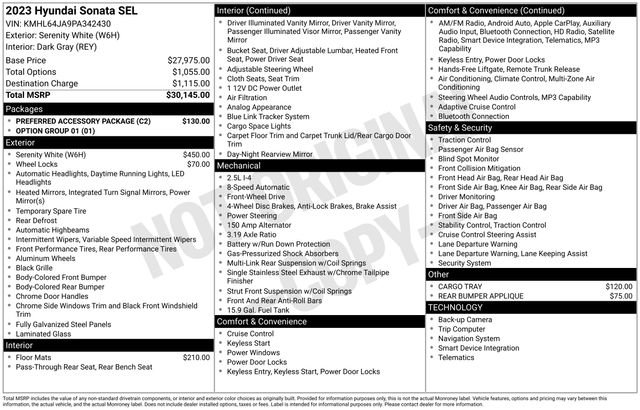 Certified 2023 Hyundai Sonata SEL w/ Preferred Accessory Package image 4