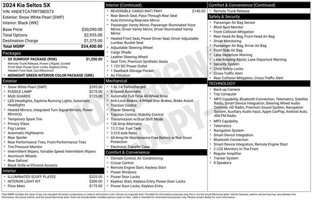 Used 2024 Kia Seltos SX w/ SX Sunroof Package AWD/4WD image 37