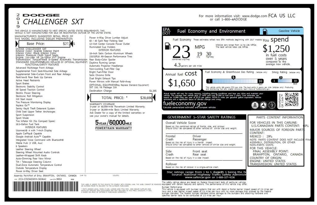Used 2019 Dodge Challenger SXT image 33