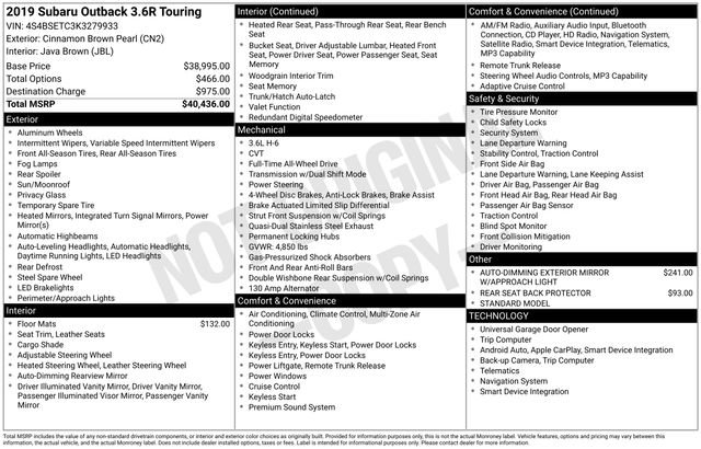 Used 2019 Subaru Outback 3.6R Touring image 37