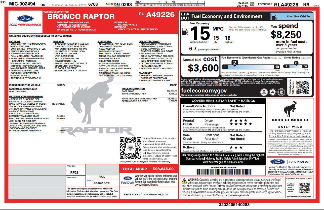 Used 2024 Ford Bronco Raptor AWD/4WD image 32