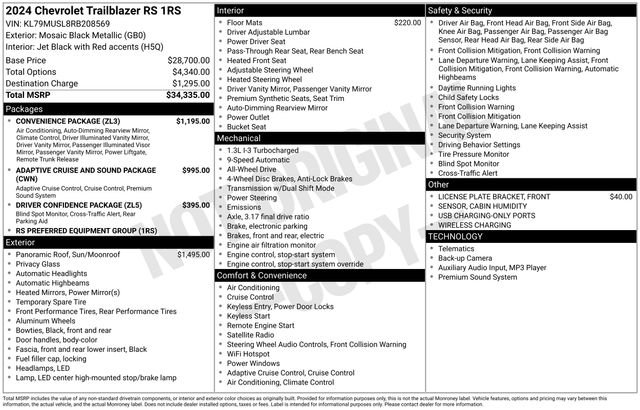 Used 2024 Chevrolet TrailBlazer RS w/ Convenience Package image 21