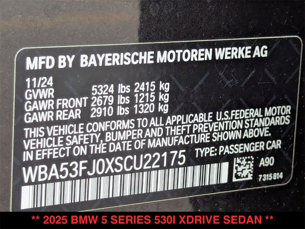 New 2025 BMW 530i xDrive 530i xDrive w/ Premium Package image 33