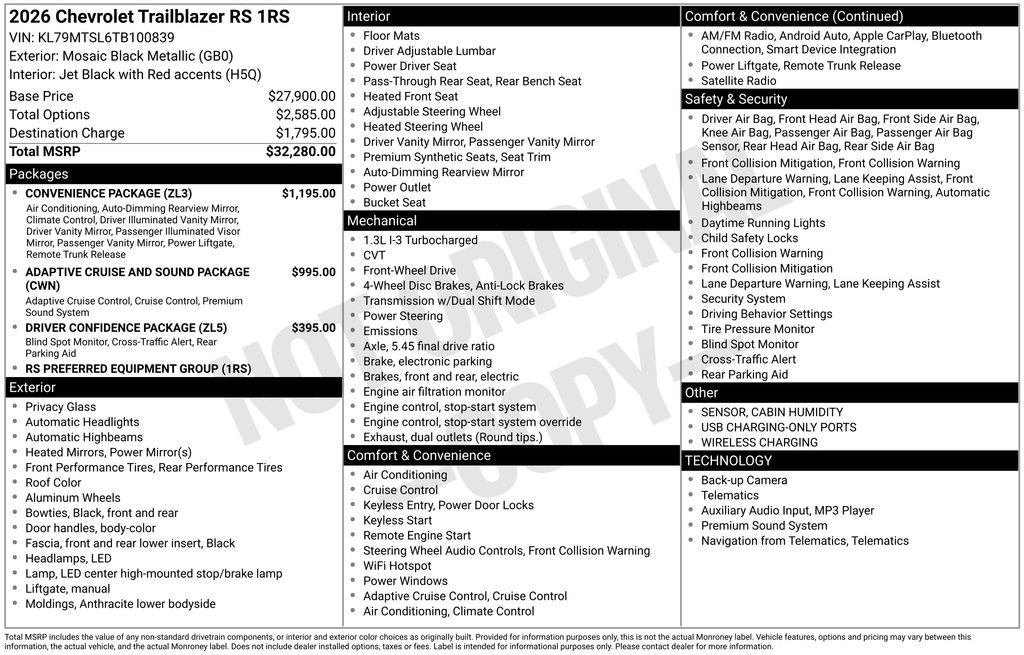 New 2026 Chevrolet TrailBlazer RS w/ Convenience Package image 30