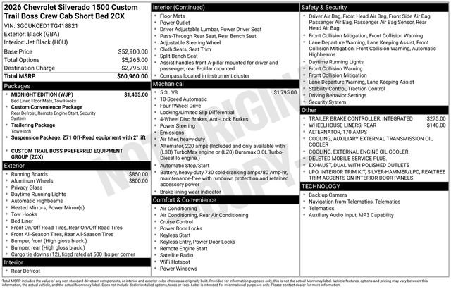 New 2026 Chevrolet Silverado 1500 Custom Trail Boss w/ Midnight Edition AWD/4WD image 4