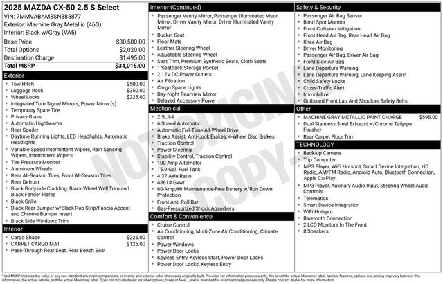 Certified 2025 MAZDA CX-50 AWD 2.5 S w/ Select Package image 6
