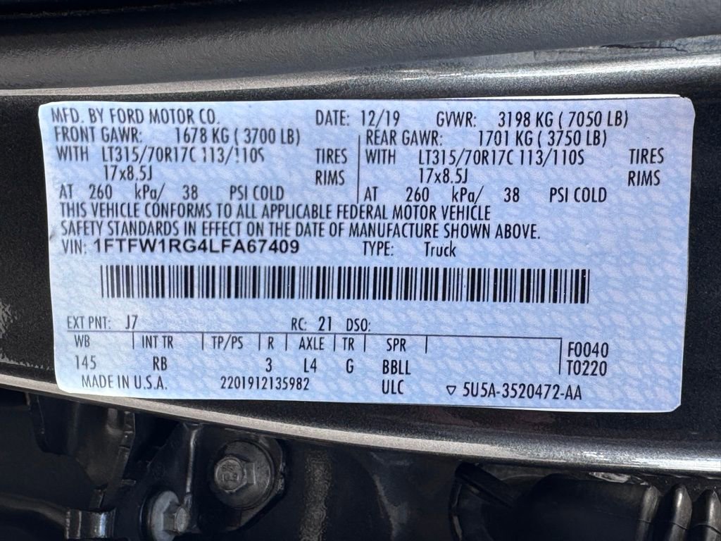 Used 2020 Ford F150 Raptor w/ Equipment Group 802A Luxury image 52