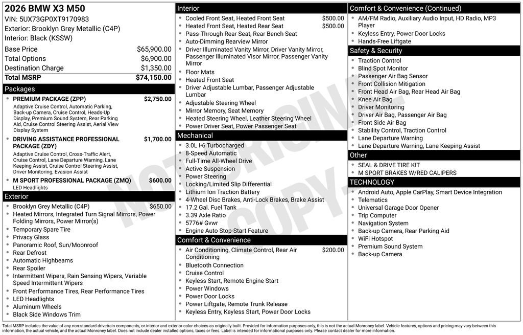 Used 2026 BMW X3 M50 w/ Premium Package image 36