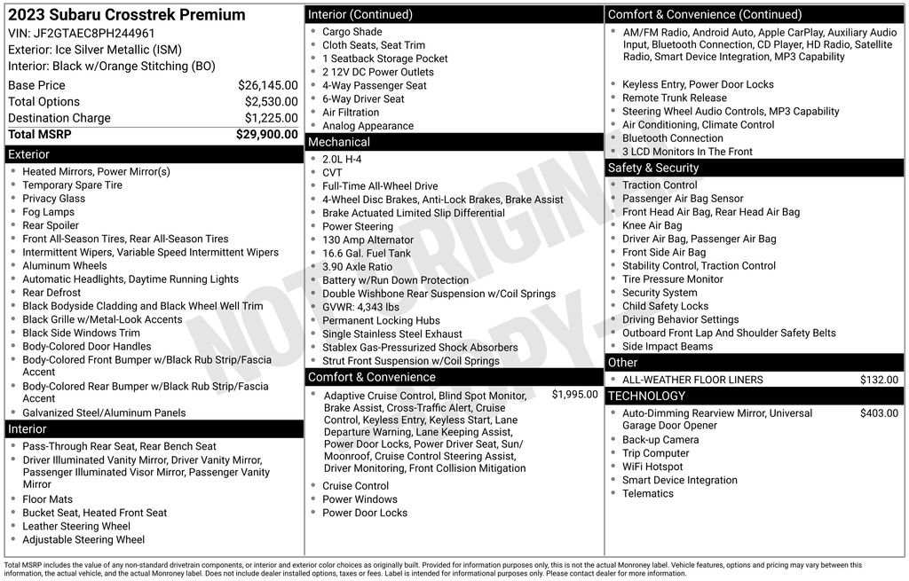 Certified 2023 Subaru Crosstrek 2.0i Premium AWD/4WD image 23