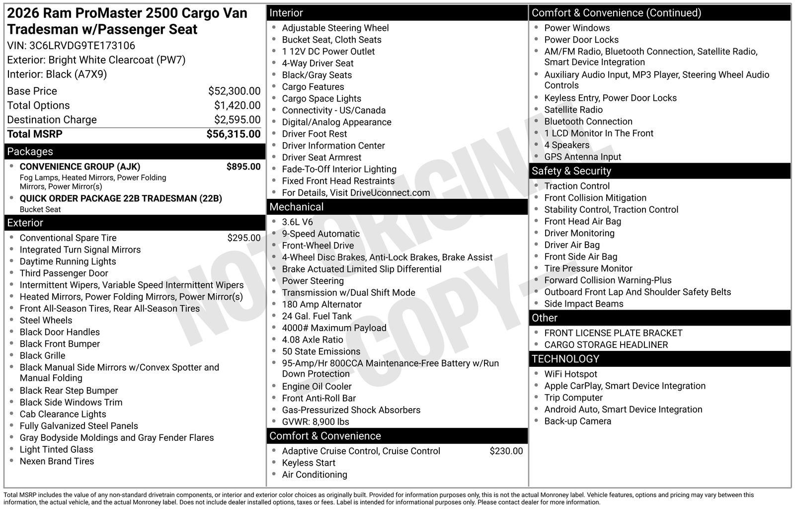 New 2026 RAM ProMaster 2500 w/ Convenience Group FWD image 29