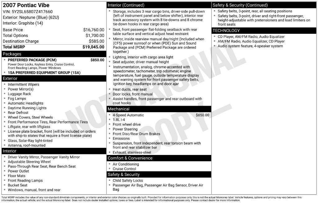 Used 2007 Pontiac Vibe w/ Preferred Package FWD image 34